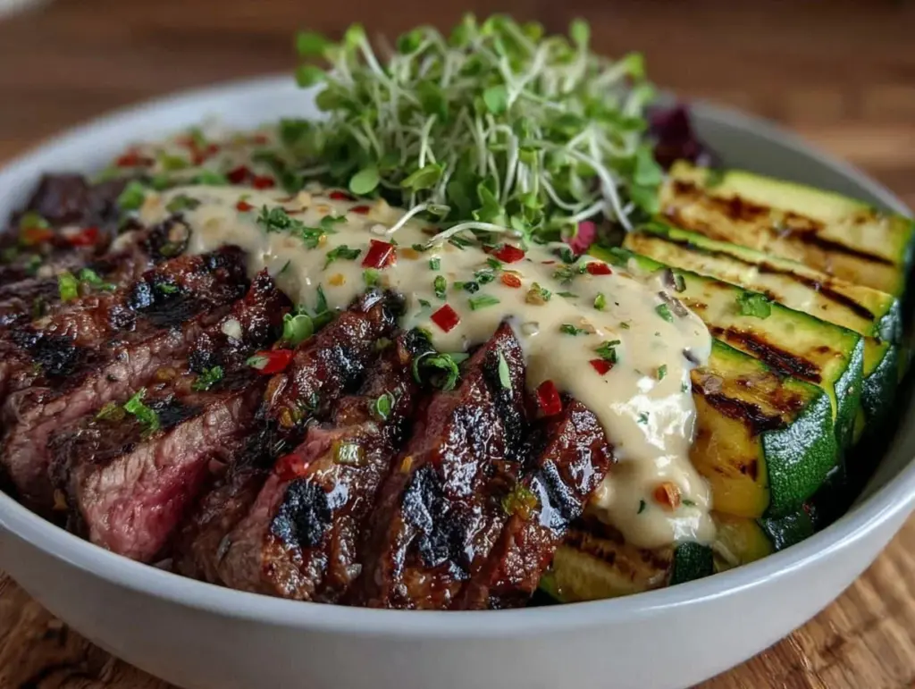 savory grilled steak bowl - featured image
