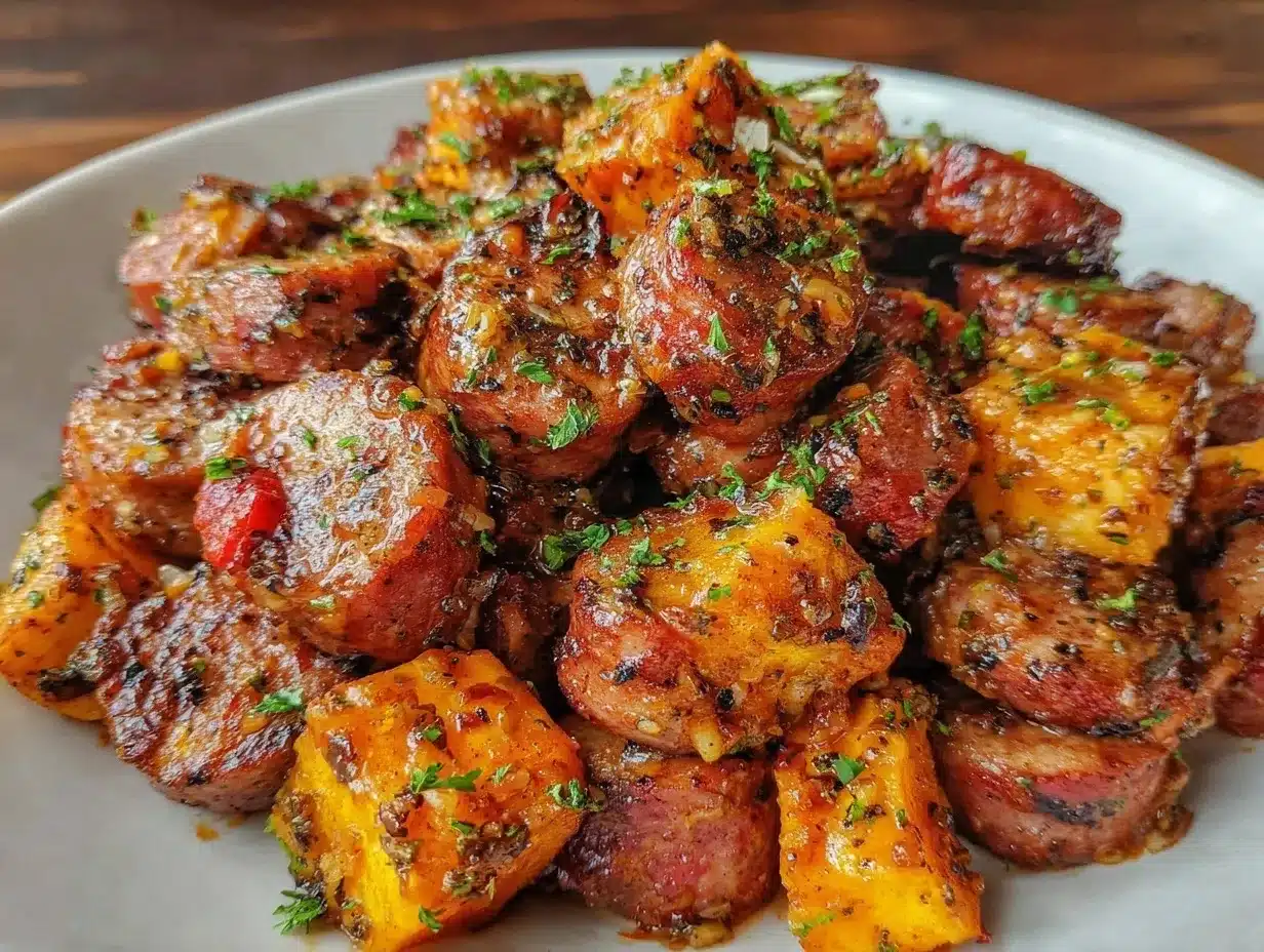 savory sausage and sweet potatoes preparation steps